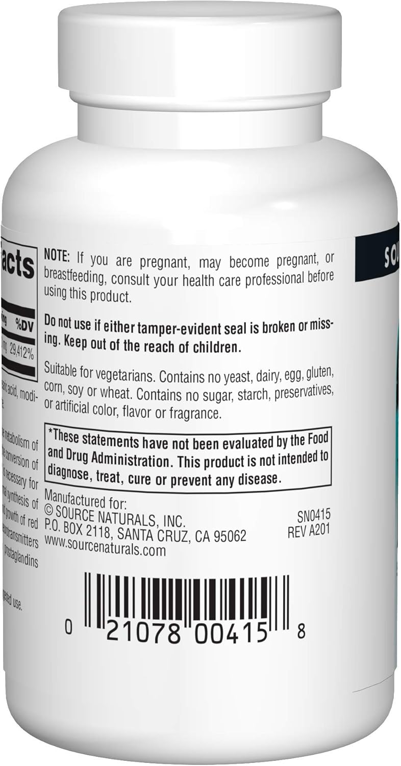 3M Source Naturals Vitamin B-6 Tablets - 500mg for Immune System Support (50 Tablets)