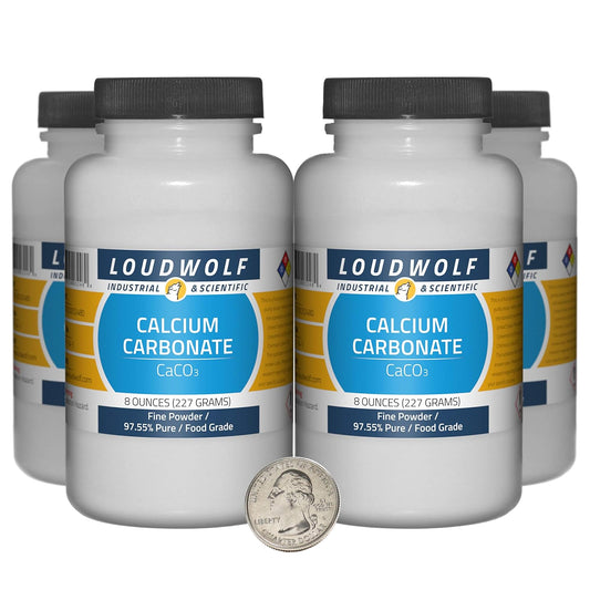 4 Bottles of 2 Pounds Loudwolf Calcium Carbonate - 97.55% Pure Food Grade Fine Powder
