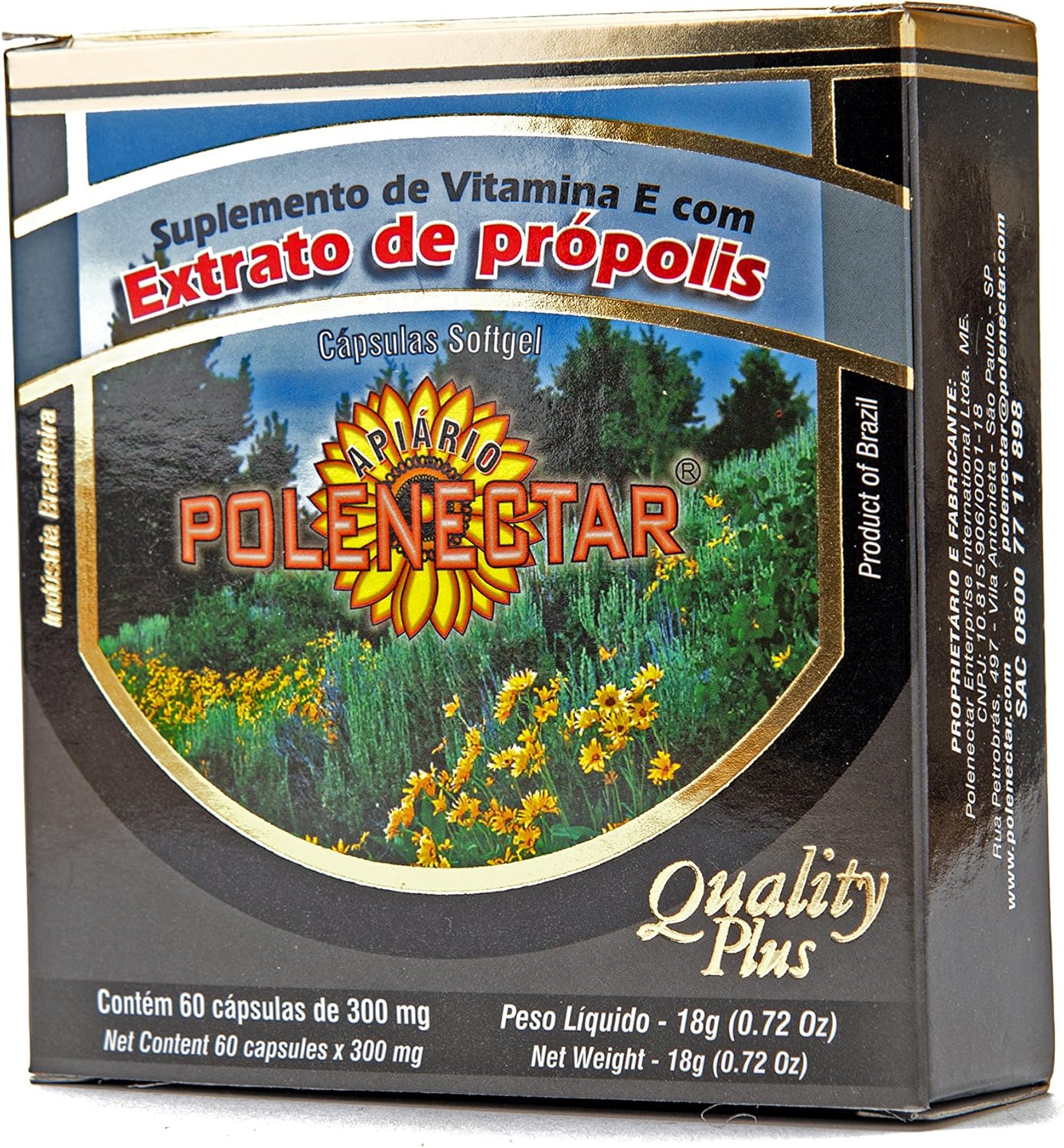 4 Boxes of Apiario Polenectar Brazil Green Bee Propolis Softgels - 300mg (60 Count)