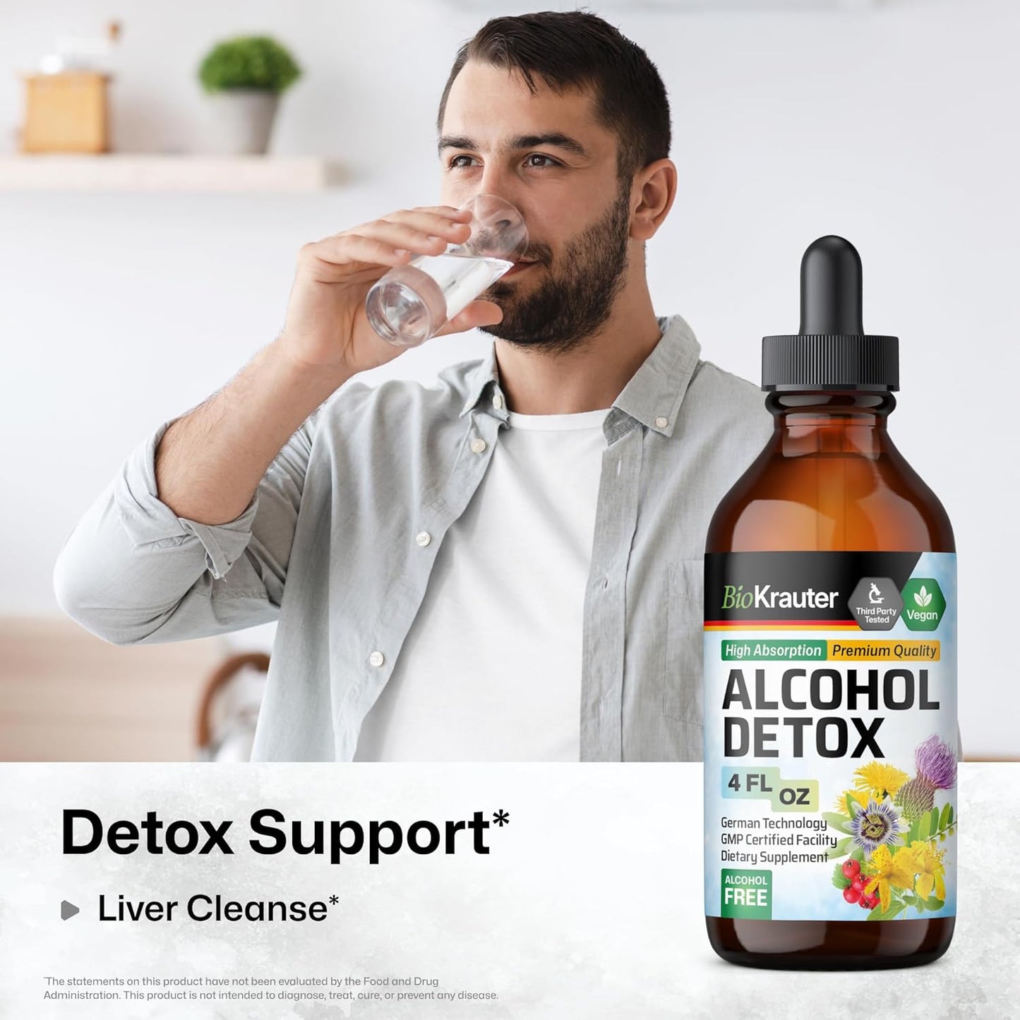 4 Fl. Oz. Alcohol Detox and Green Tea Extract Tinctures - BIO KRAUTER