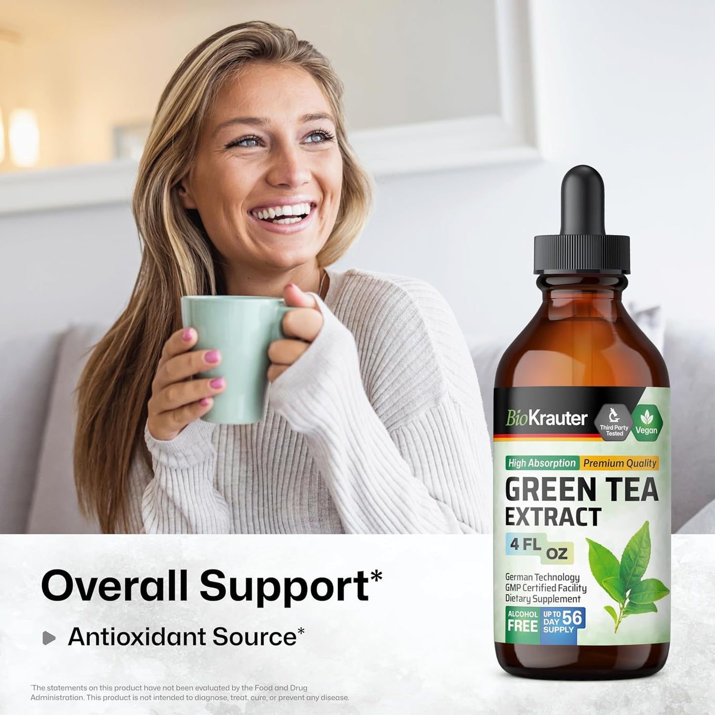 4 Fl. Oz. Alcohol Detox and Green Tea Extract Tinctures - BIO KRAUTER