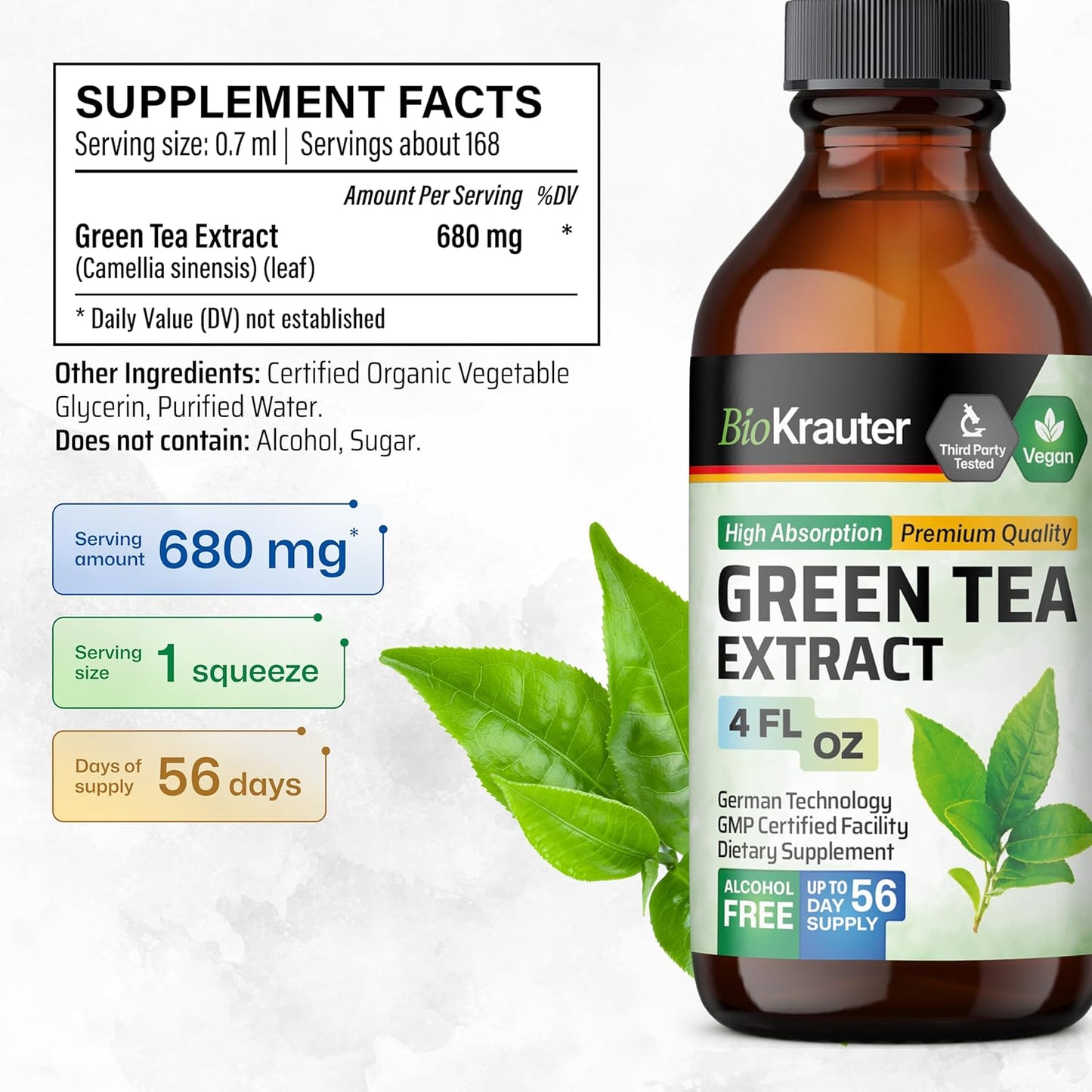 4 Fl. Oz. Alcohol Detox and Green Tea Extract Tinctures - BIO KRAUTER
