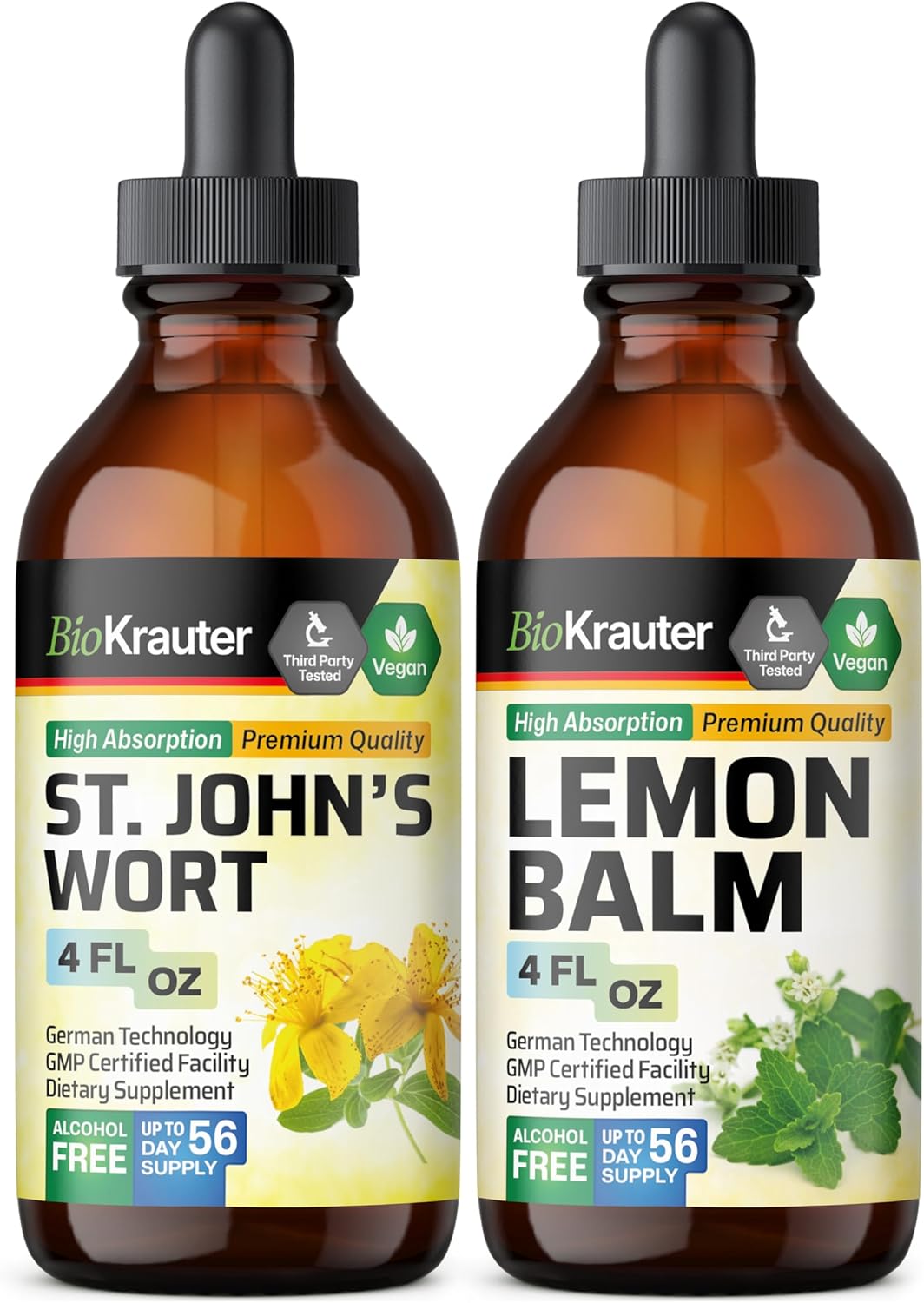 4 Fl. Oz. St. John's Wort and Lemon Balm Tinctures by BIO KRAUTER