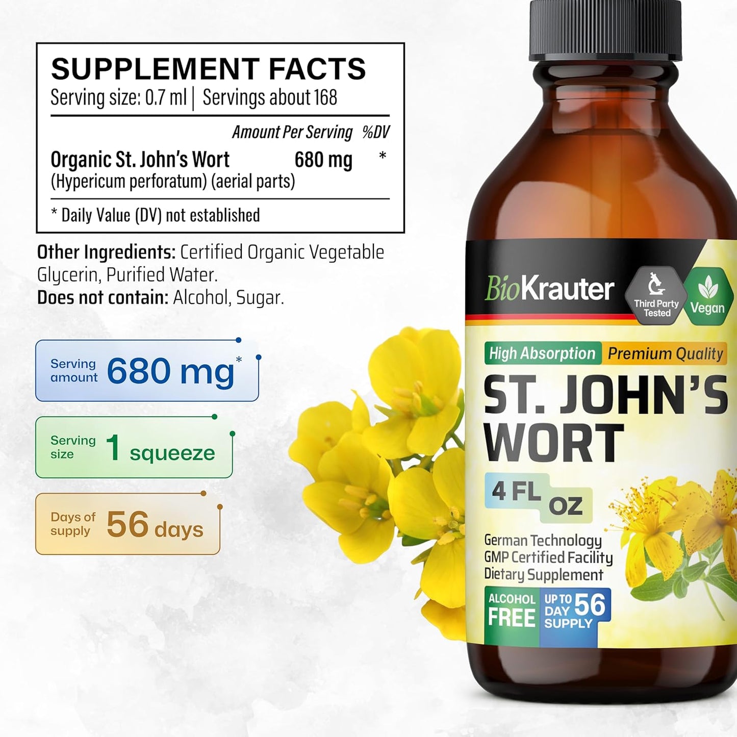 4 Fl. Oz. St. John's Wort and Lemon Balm Tinctures by BIO KRAUTER