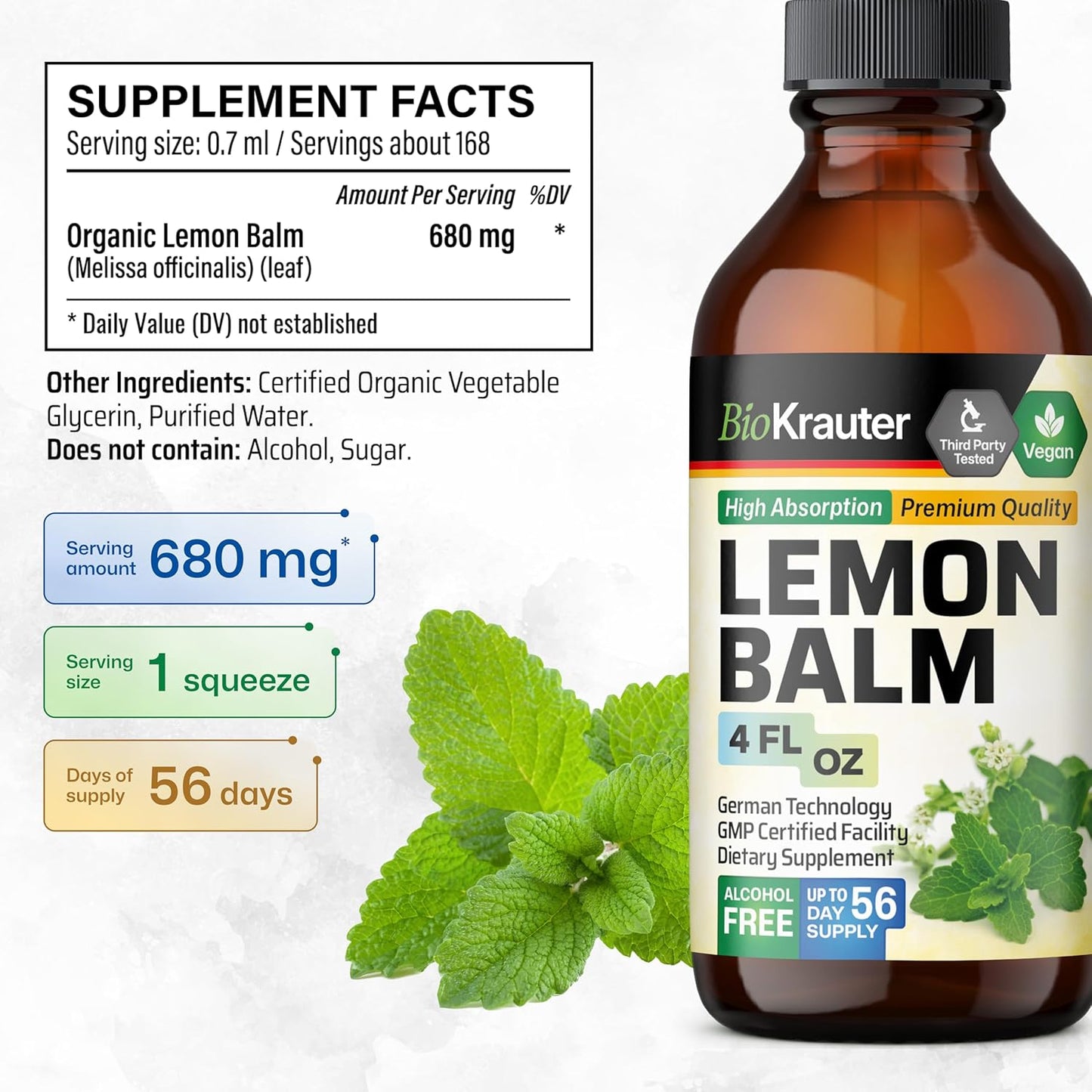 4 Fl. Oz. St. John's Wort and Lemon Balm Tinctures by BIO KRAUTER