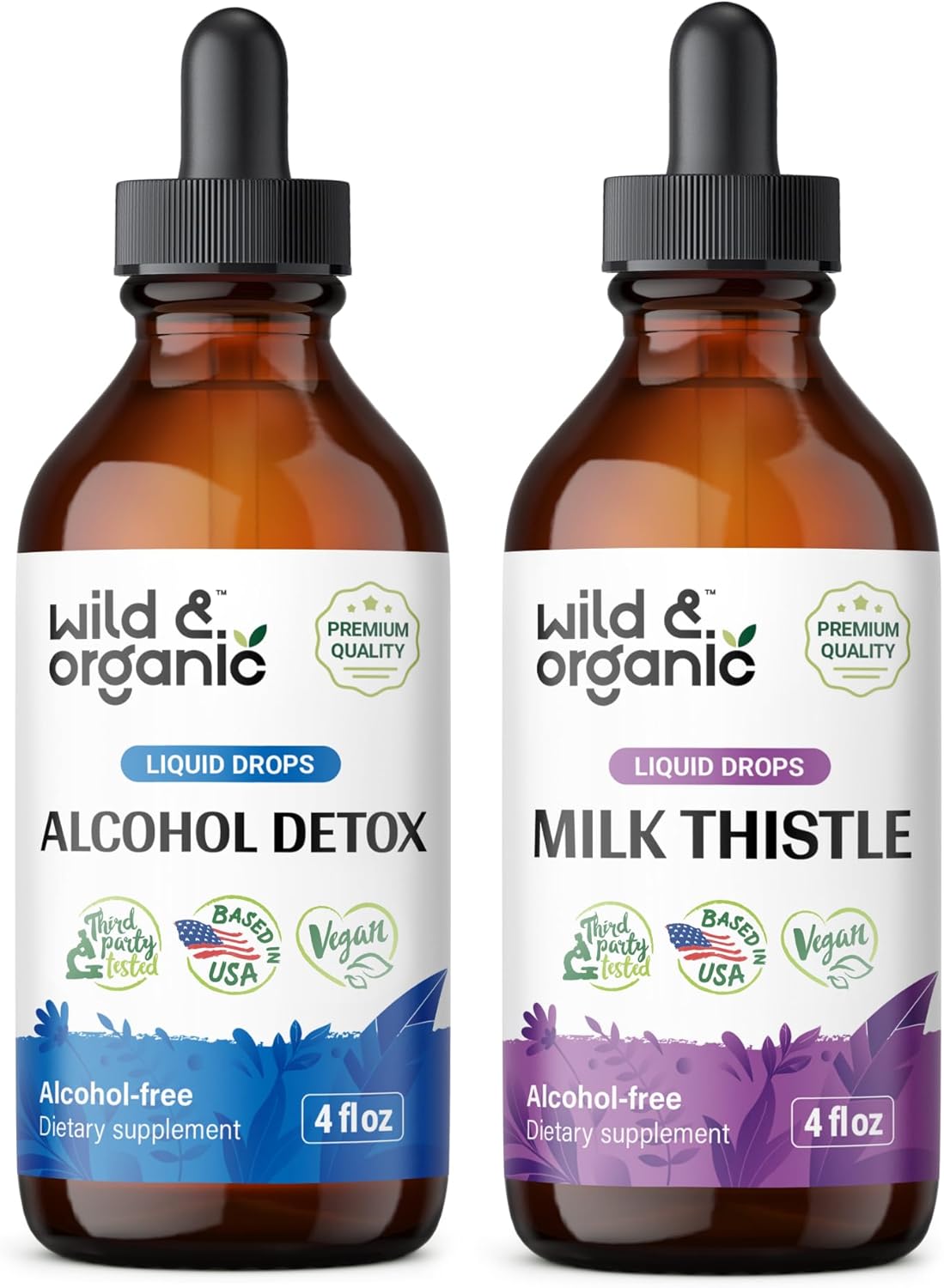 4 fl oz Wild & Organic Alcohol Detox Tincture with Milk Thistle Tincture for Liver Support