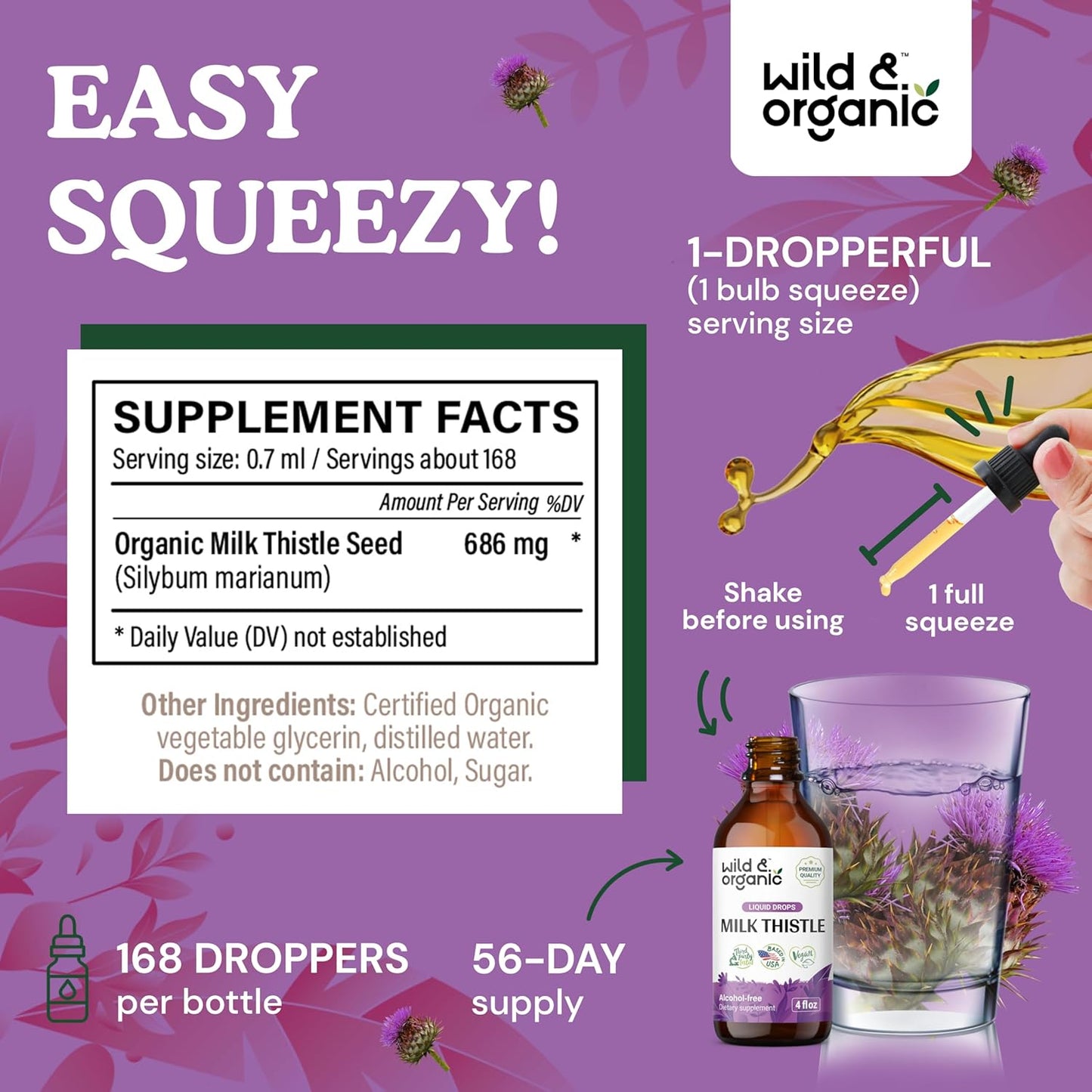 4 fl oz Wild & Organic Alcohol Detox Tincture with Milk Thistle Tincture for Liver Support