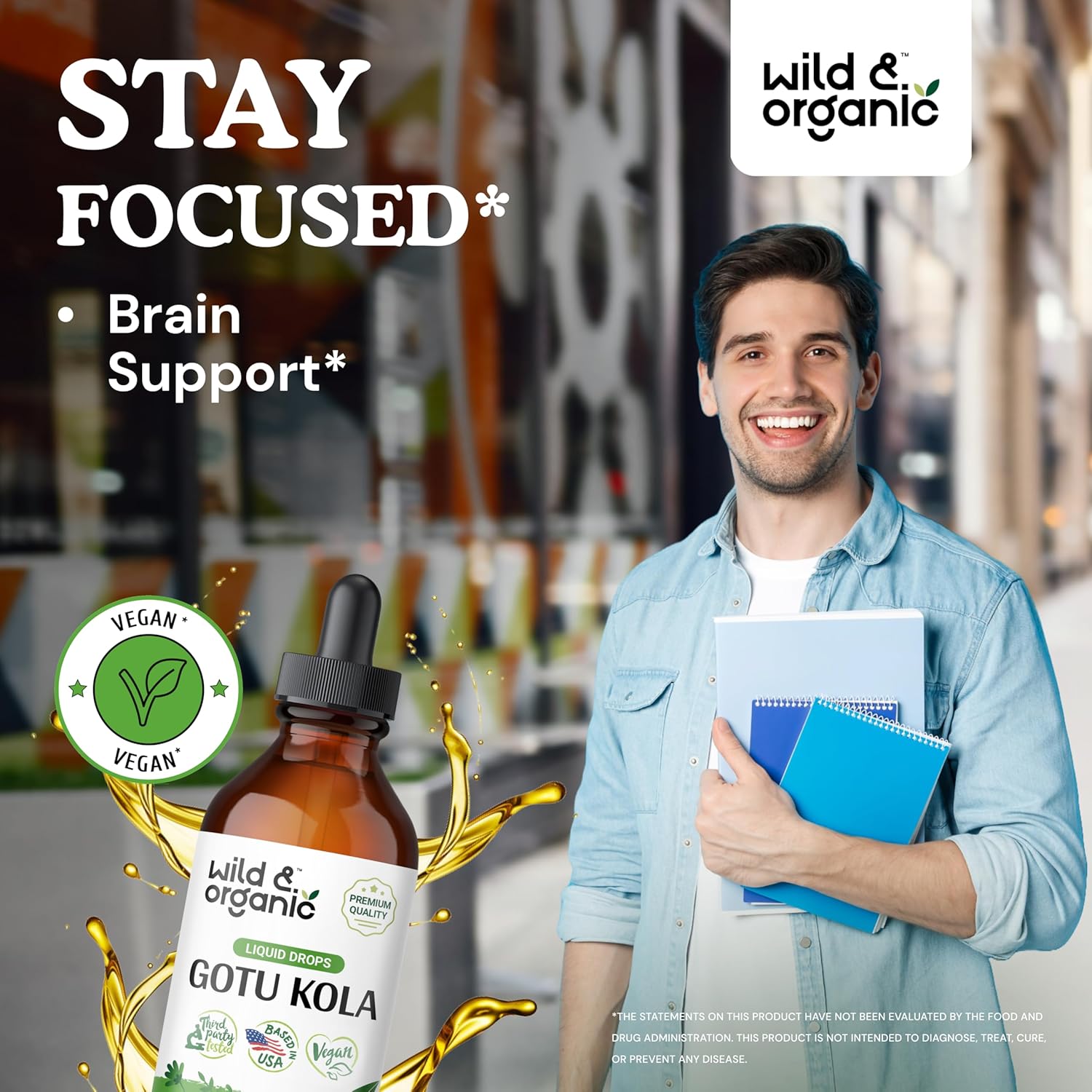 4 fl oz Wild & Organic Bacopa and Gotu Kola Tincture Set for Cognitive Support