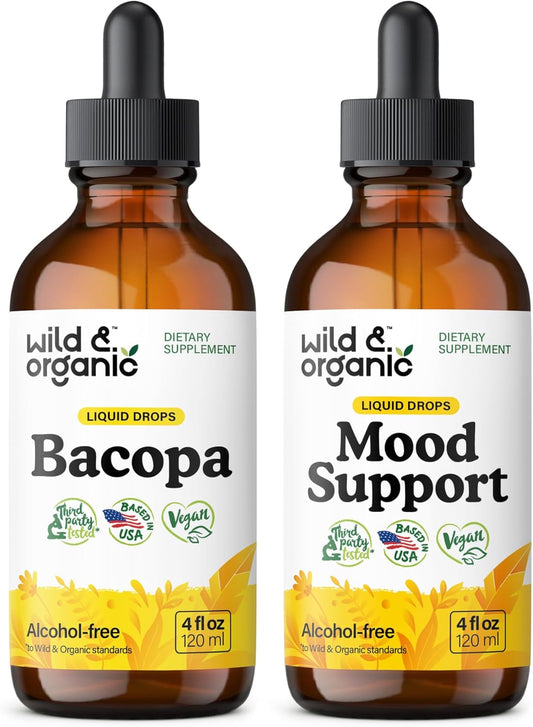 4 fl oz Wild & Organic Bacopa Tincture + Mood Support Tincture for Optimal Wellness