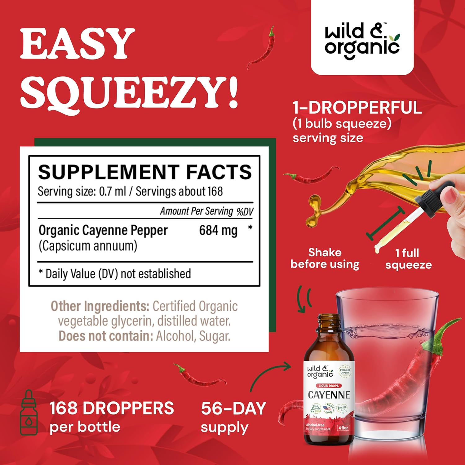 4 fl oz Wild & Organic Cayenne Pepper Tincture + Slippery Elm Tincture