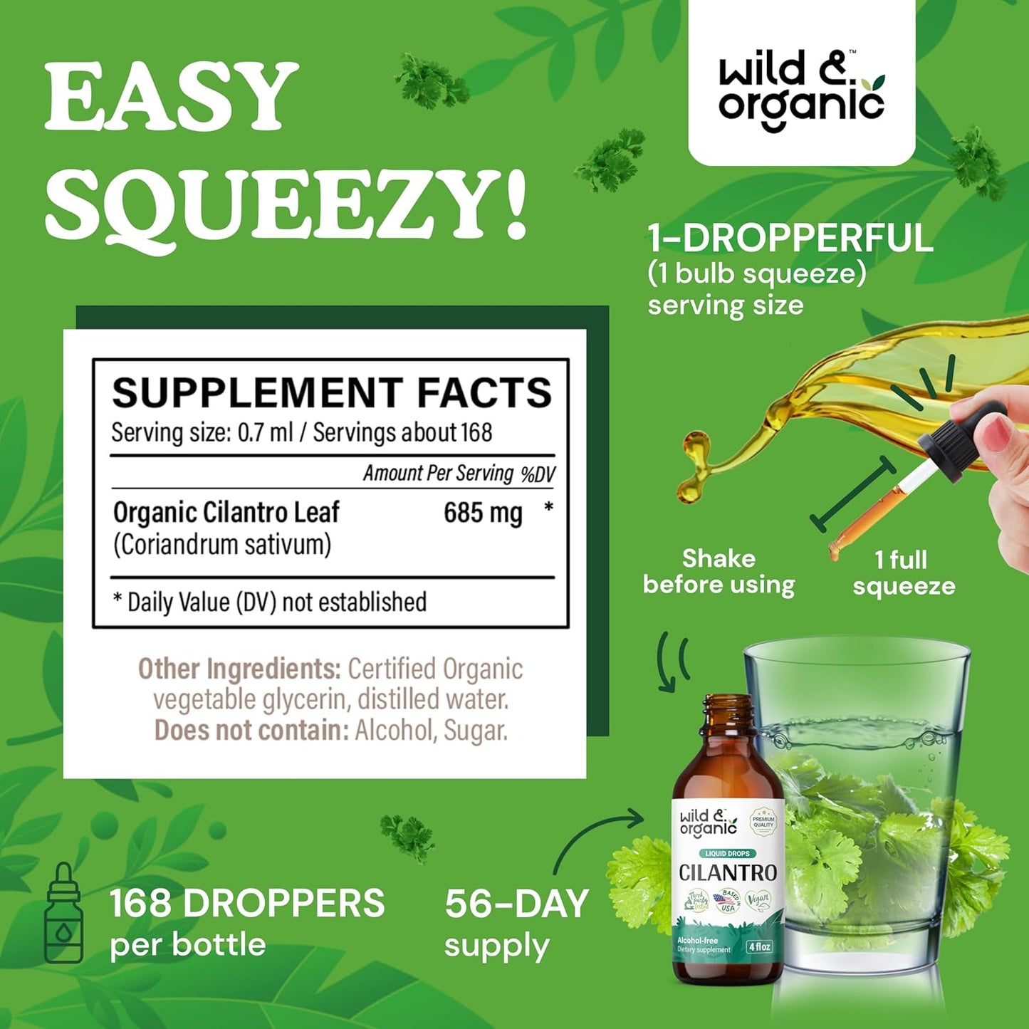 4 fl oz Wild & Organic Cilantro Tincture + Immune Support Gummies
