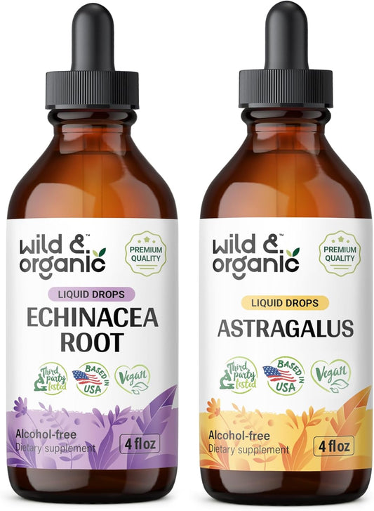 4 fl oz Wild & Organic Echinacea and Astragalus Tincture Bundle for Immune Support