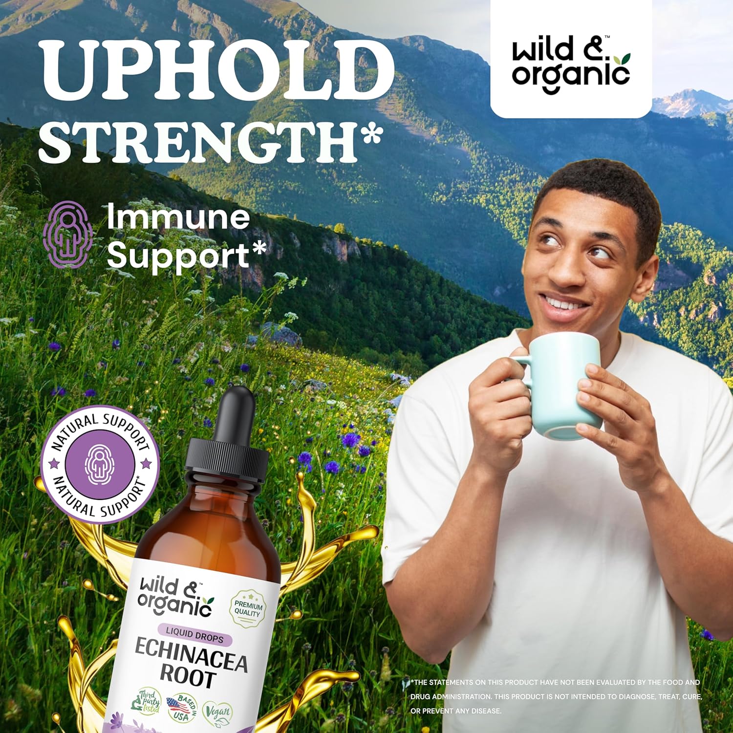 4 fl oz Wild & Organic Echinacea and Astragalus Tincture Bundle for Immune Support