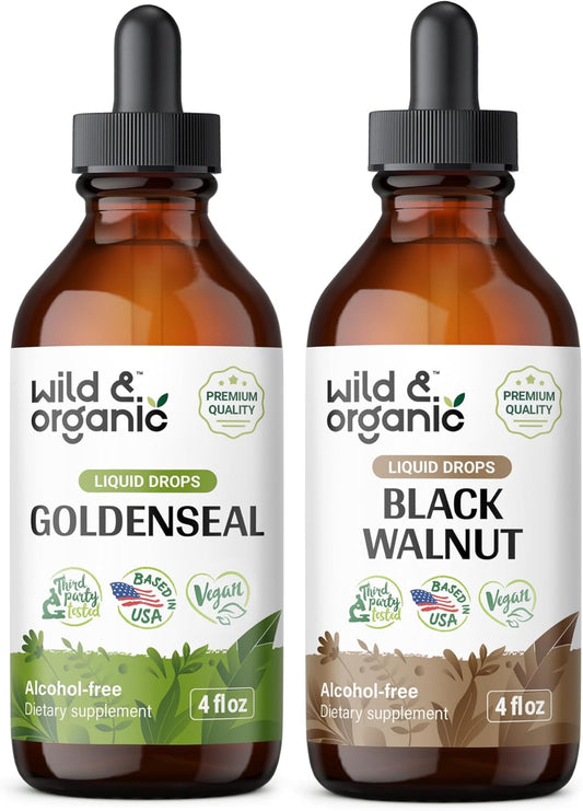 4 fl oz Wild & Organic Goldenseal & Black Walnut Tincture Combo Pack