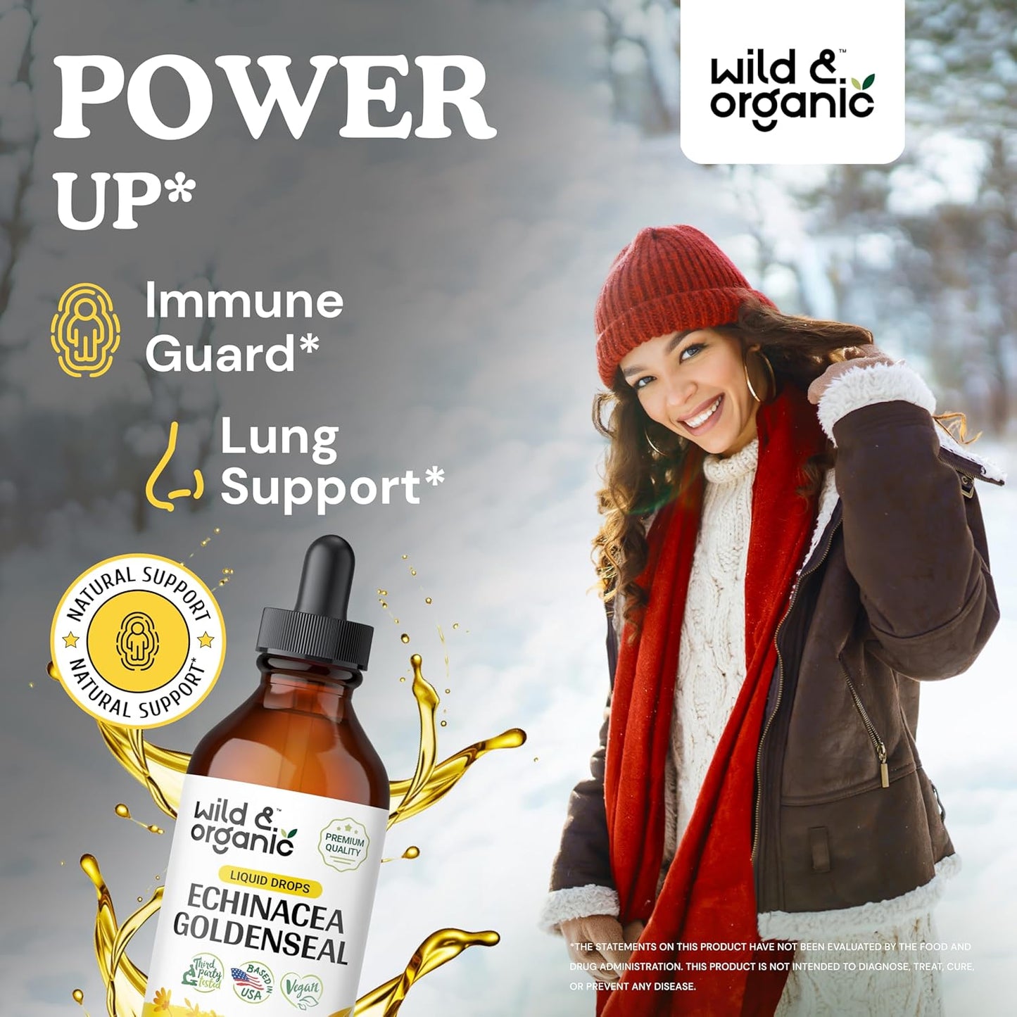 4 fl oz Wildcrafted Echinacea Goldenseal Tincture with Immune Support Gummies