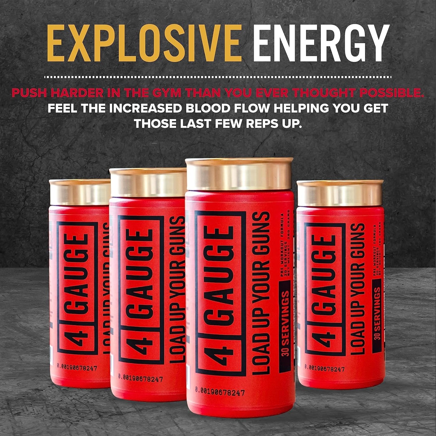 4 Gauge Explosive Preworkout - Jitter-Free Nitric Oxide Booster with L-Citrulline, L-Carnitine, Creatine - 30 Servings - No Artificial Ingredients - Fruit Blast Flavor