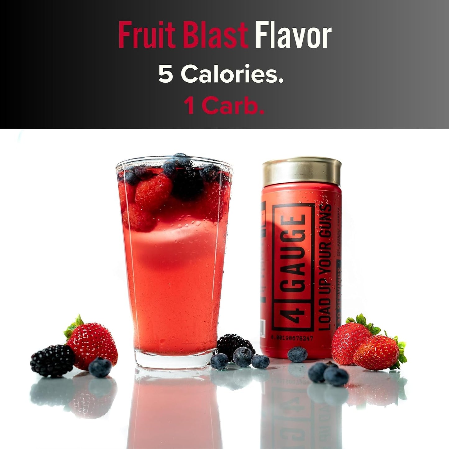4 Gauge Explosive Preworkout - Jitter-Free Nitric Oxide Booster with L-Citrulline, L-Carnitine, Creatine - 30 Servings - No Artificial Ingredients - Fruit Blast Flavor