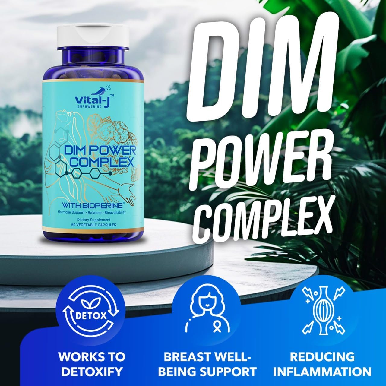 4-in-1 DIM Potent Complex 300mg Supplement for Estrogen Balance, Metabolism, Energy, Menopause Support - with Bioperine, Calcium, Broccoli Extract - 90 Servings for Women and Men