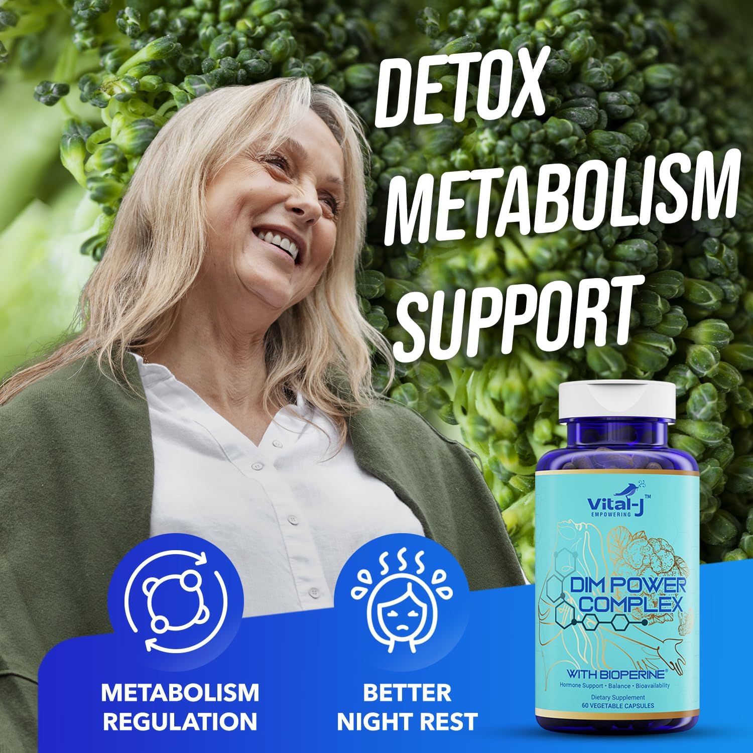 4-in-1 DIM Potent Complex 300mg Supplement for Estrogen Balance, Metabolism, Energy, Menopause Support - with Bioperine, Calcium, Broccoli Extract - 90 Servings for Women and Men