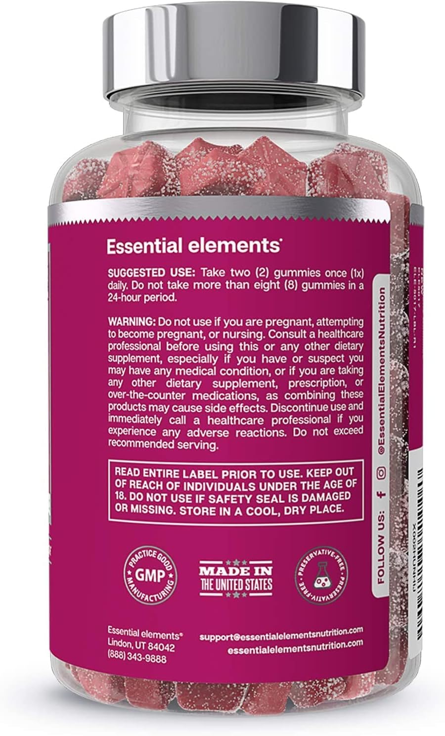 4-in-1 Immune Support Elderberry Gummies for Adults - 60 Count with Sambucus Nigra, Vitamin C, Echinacea, Propolis Extract