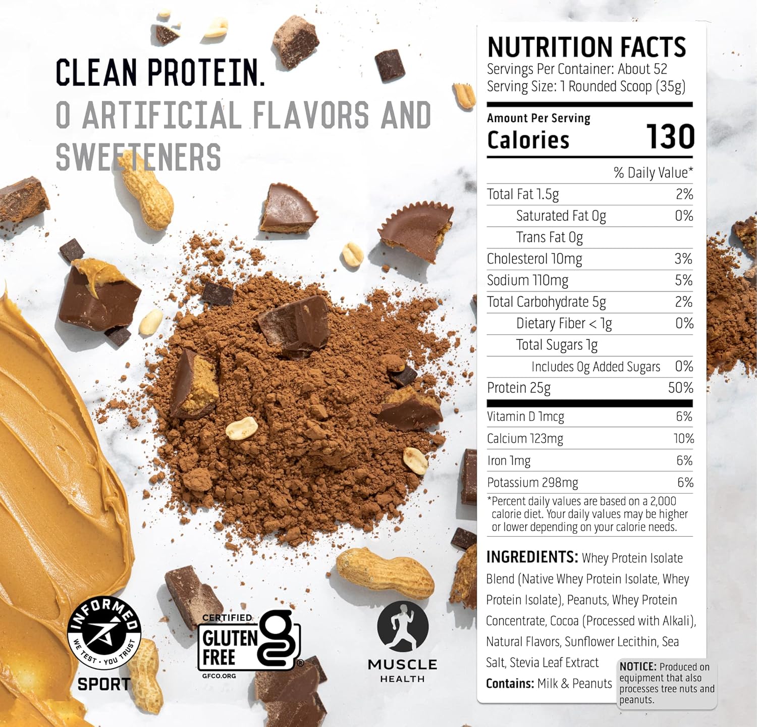 4 lb Chocolate Peanut Butter Whey Protein Powder + 45 Servings Creatine Monohydrate Powder Kit