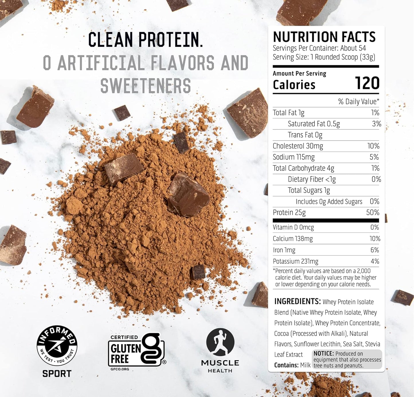 4 lb Chocolate Whey Protein Powder with 18 Servings of Plant Protein - Ascent Brand