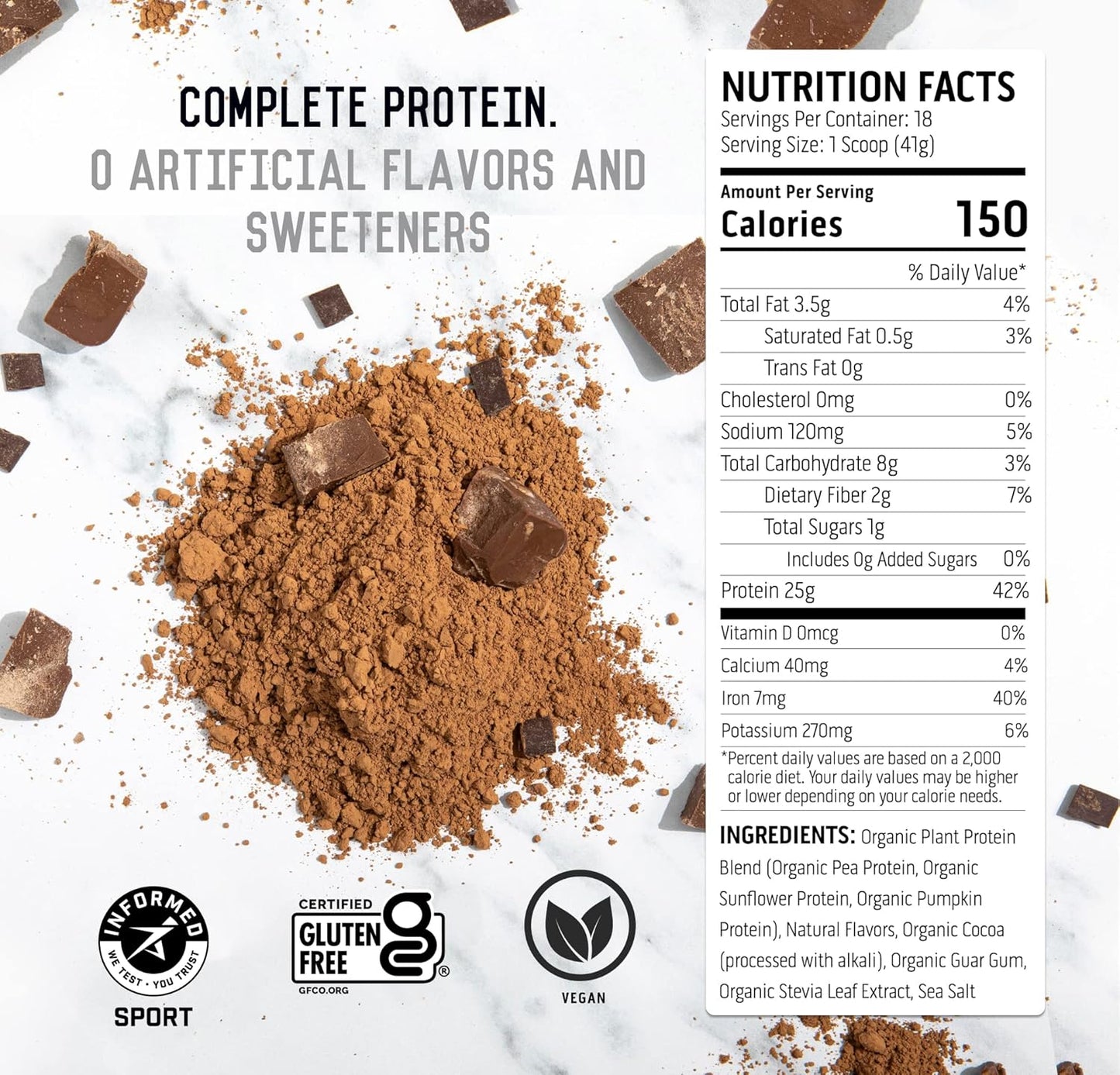 4 lb Chocolate Whey Protein Powder with 18 Servings of Plant Protein - Ascent Brand