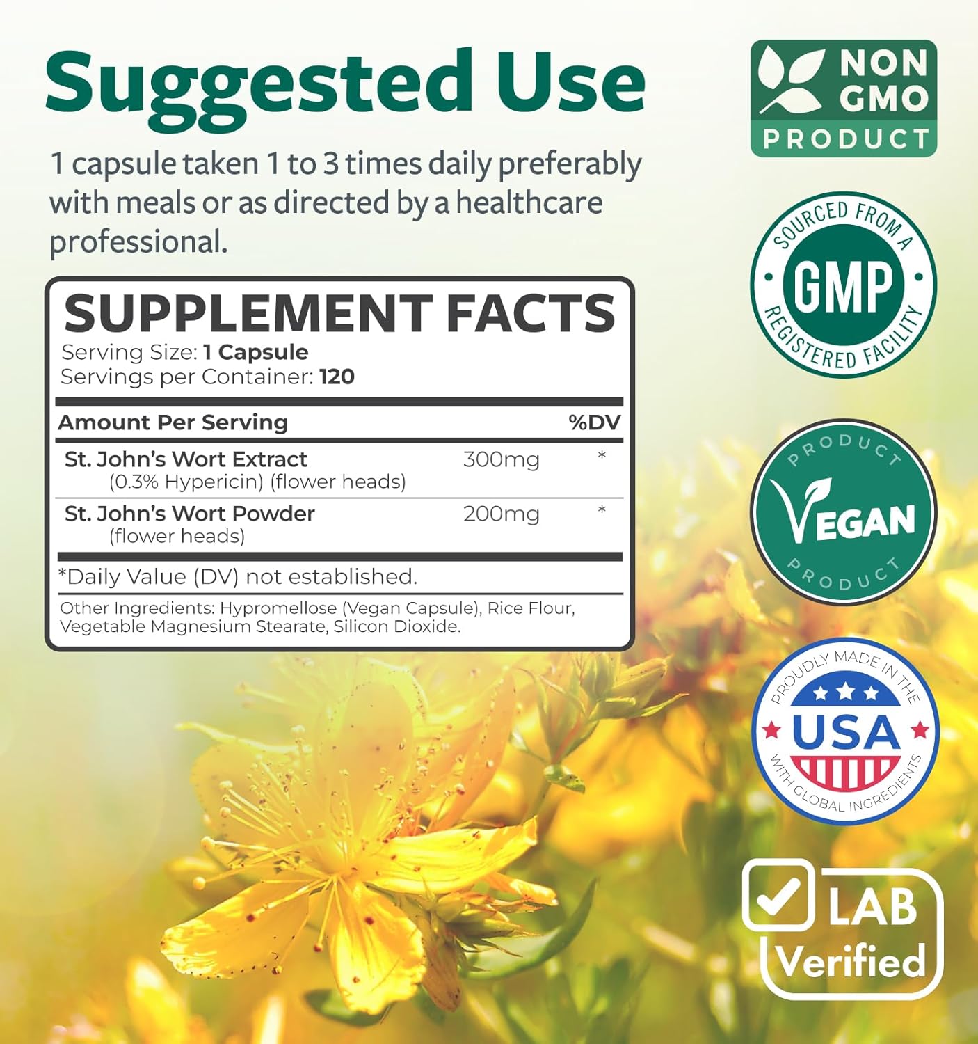 4-Month Supply Mood Harmony Pack: Adrenal Support & St. John's Wort with Hypericin - 120 Capsules of L-Tyrosine & 500mg per Capsule - Healths Harmony