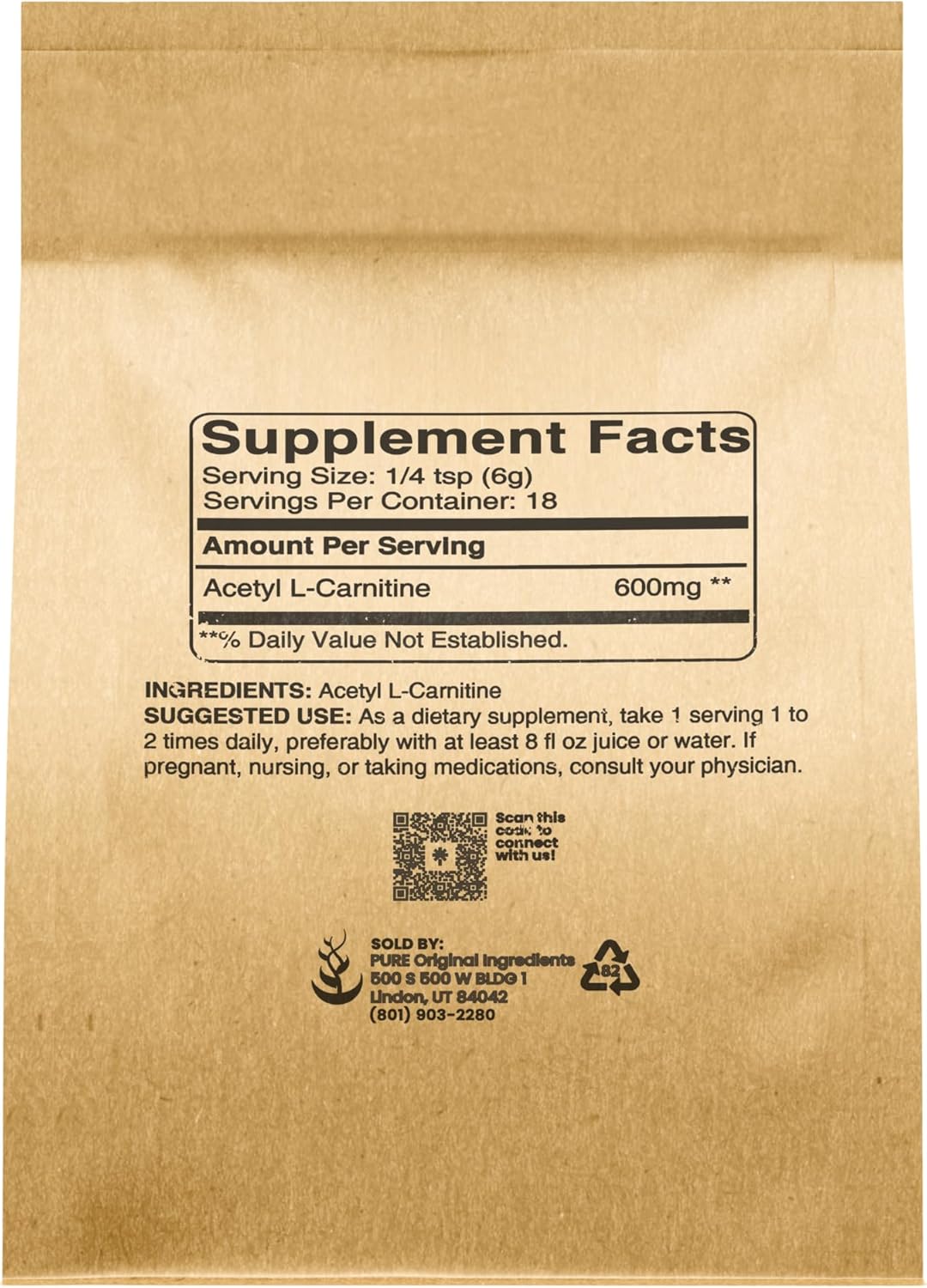 4 oz ALCAR Powder Supplement with Pure Acetyl L-Carnitine Amino Acid