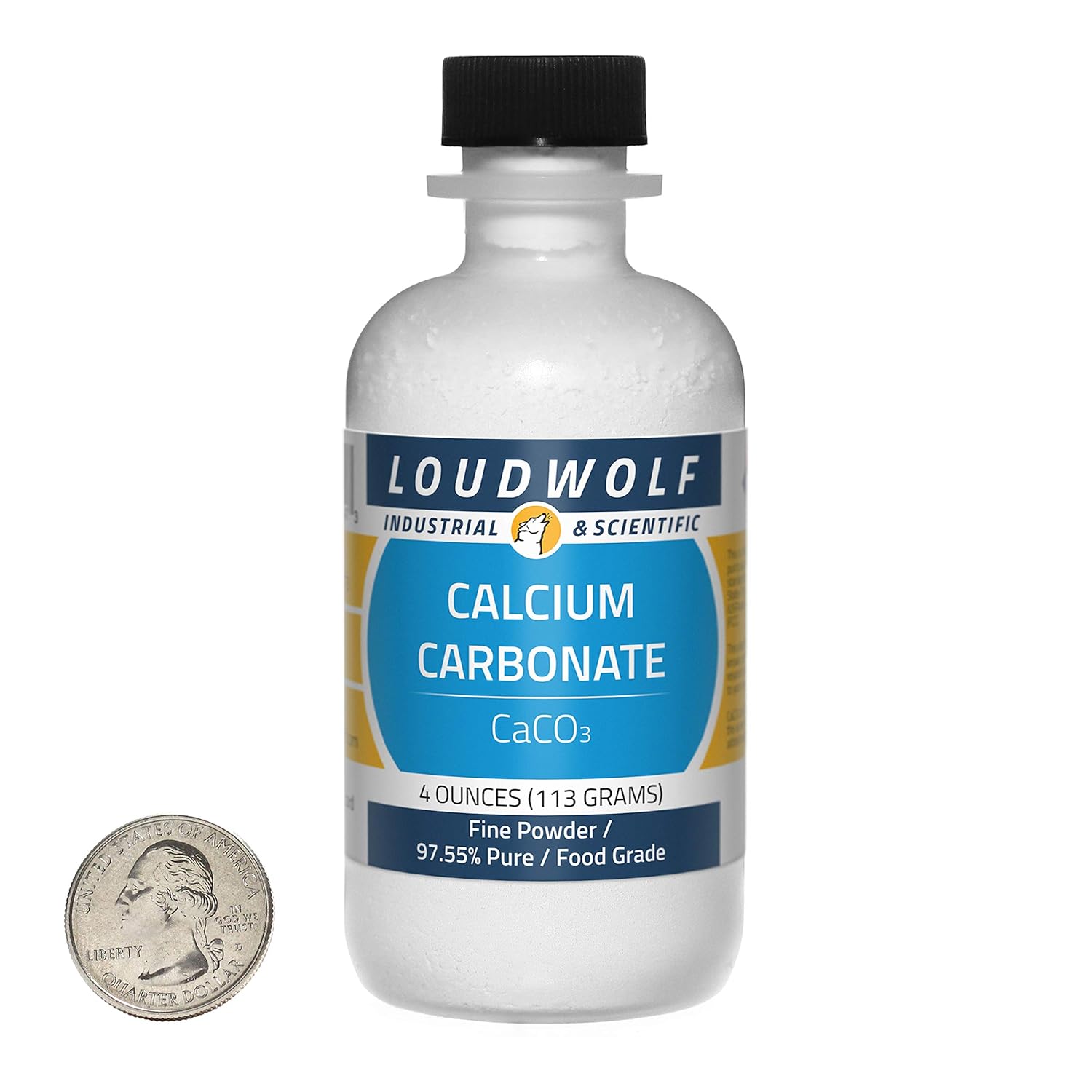 4 oz Bottle of Loudwolf 97%+ Pure Food Grade Calcium Carbonate Fine Powder