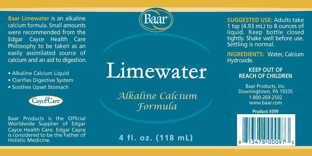4 oz Concentrated Baar Lime Water with Alkaline Calcium Formula