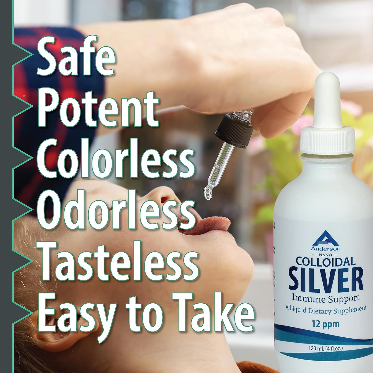 4 Oz Nano Colloidal Silver Liquid - 12 PPM Deionized Silver for Immune Support - Tasteless, 24 Servings - Glass Bottle with Dropper