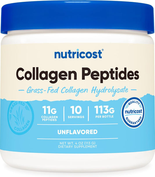 4 oz Nutricost Grass-Fed Collagen Powder, Unflavored - Type I & III Collagen - Gluten-Free, Non-GMO