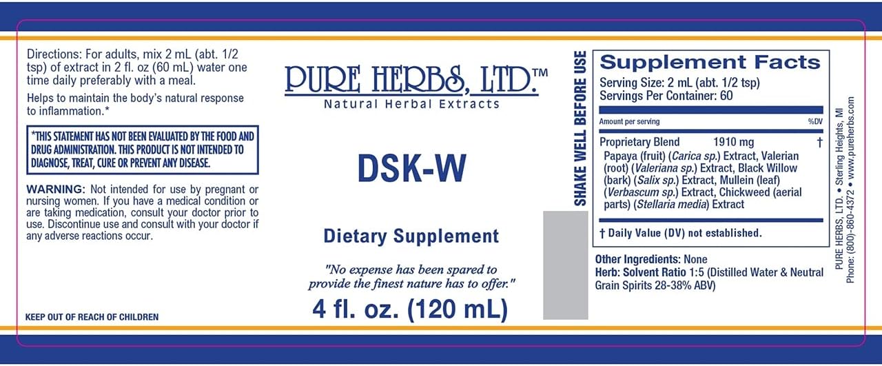 4 oz. Pure Herbs, Ltd. DSK-W Herbal Supplement for Well-Being