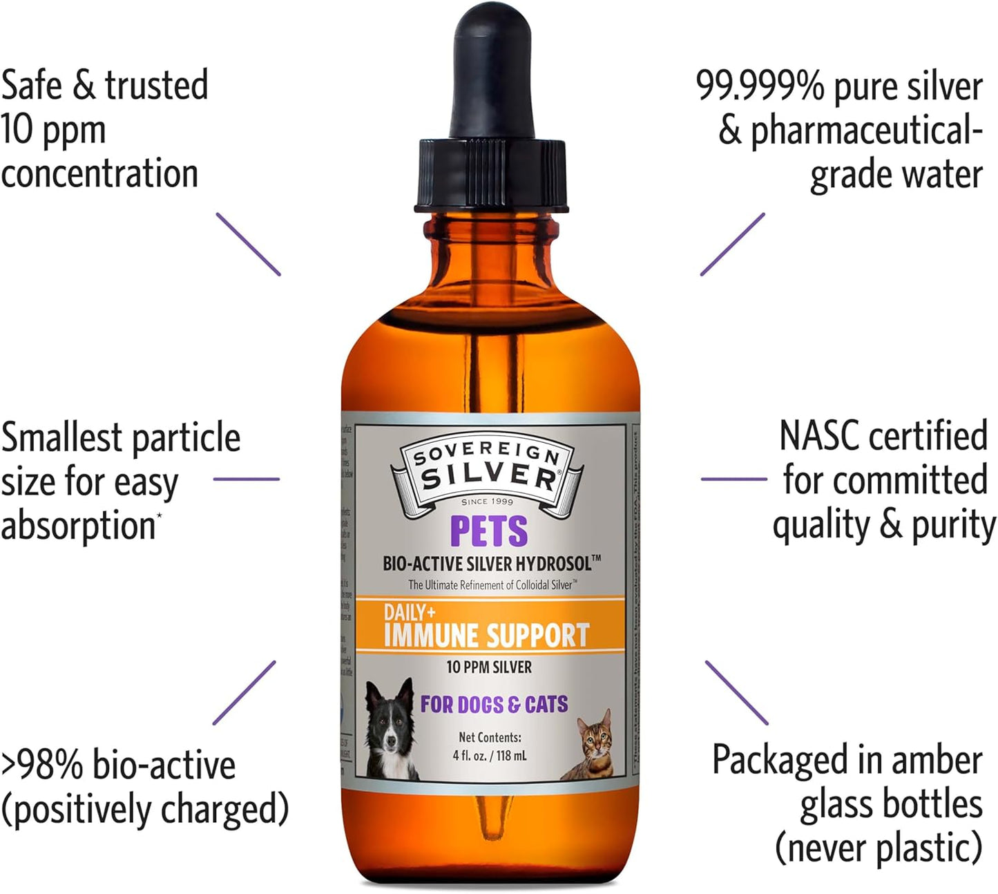 4 oz Sovereign Silver Bio-Active Silver Hydrosol for Pets - Immune Boosting Supplement