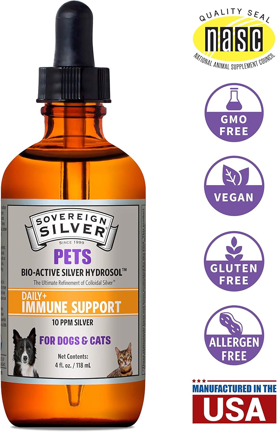 4 oz Sovereign Silver Bio-Active Silver Hydrosol for Pets - Immune Boosting Supplement