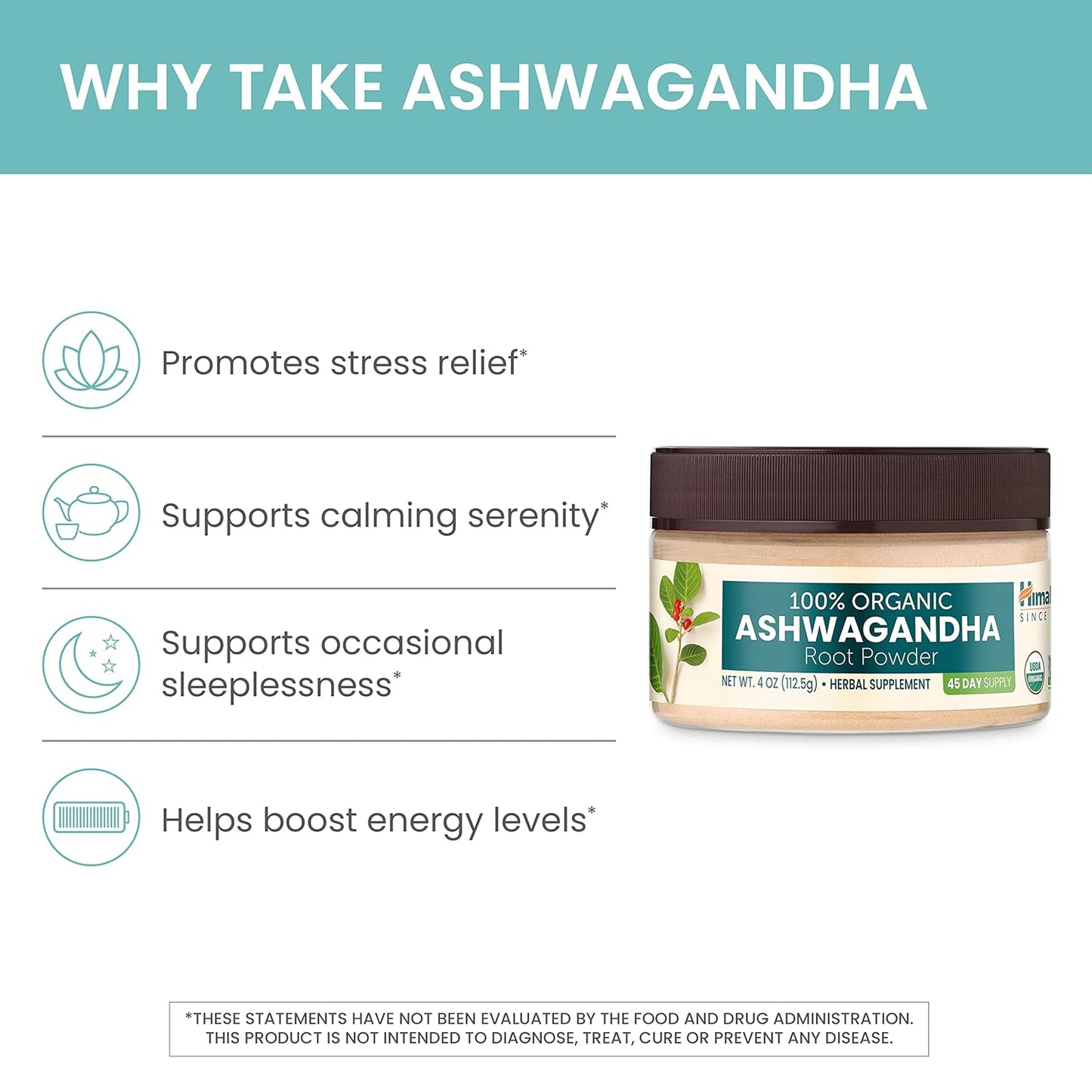 4 Oz USDA Certified Organic Ashwagandha Root Powder Herbal Supplement for Relaxation, Stress Relief, and Energy - Non-GMO, Vegan, Flavorless - 45 Day Supply