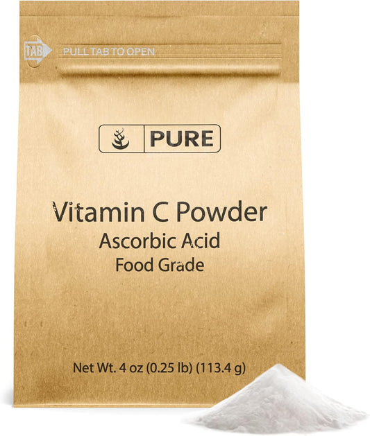 4 oz Vitamin C Powder - Pure Ascorbic Acid, Non-GMO Dietary Supplement