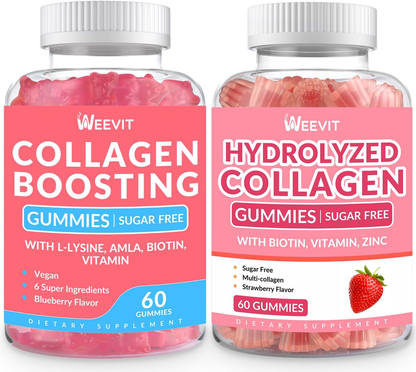 4 Pack Collagen and Collagen Boosting Gummies for Hair Skin Nails - Bundle Deal