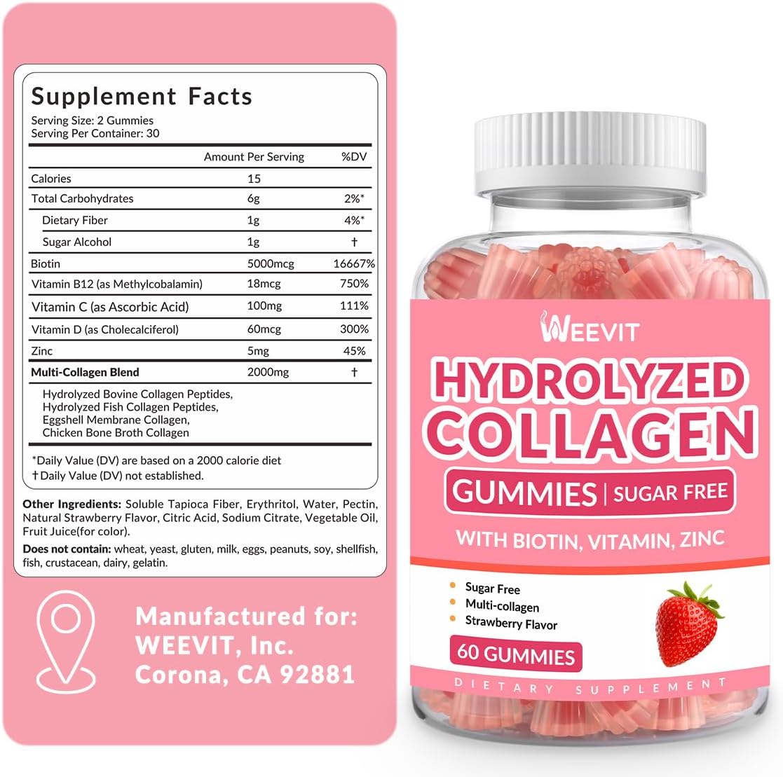 4 Pack Collagen and Collagen Boosting Gummies for Hair Skin Nails - Bundle Deal