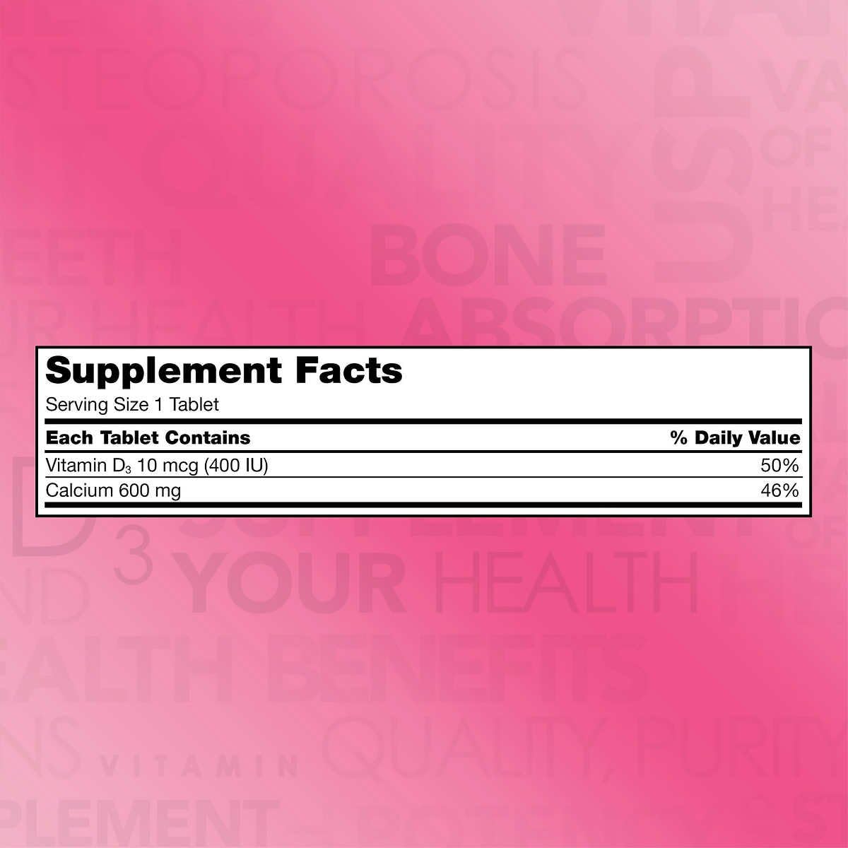 4 Pack Kirkland Signature Calcium 600 mg. with Vitamin D3, 500 Tablets