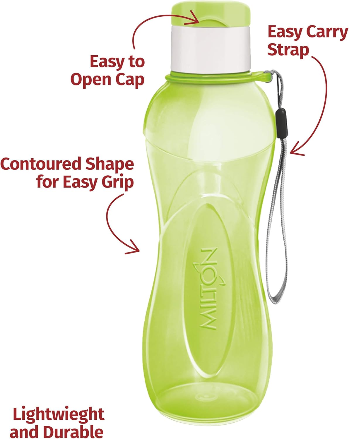 4-Pack MILTON Kids Sports Water Bottles - Reusable, Leakproof, BPA-Free, 25 Oz Wide Mouth Bottles with Handle Strap for Cycling, Camping, Hiking, Gym, Yoga