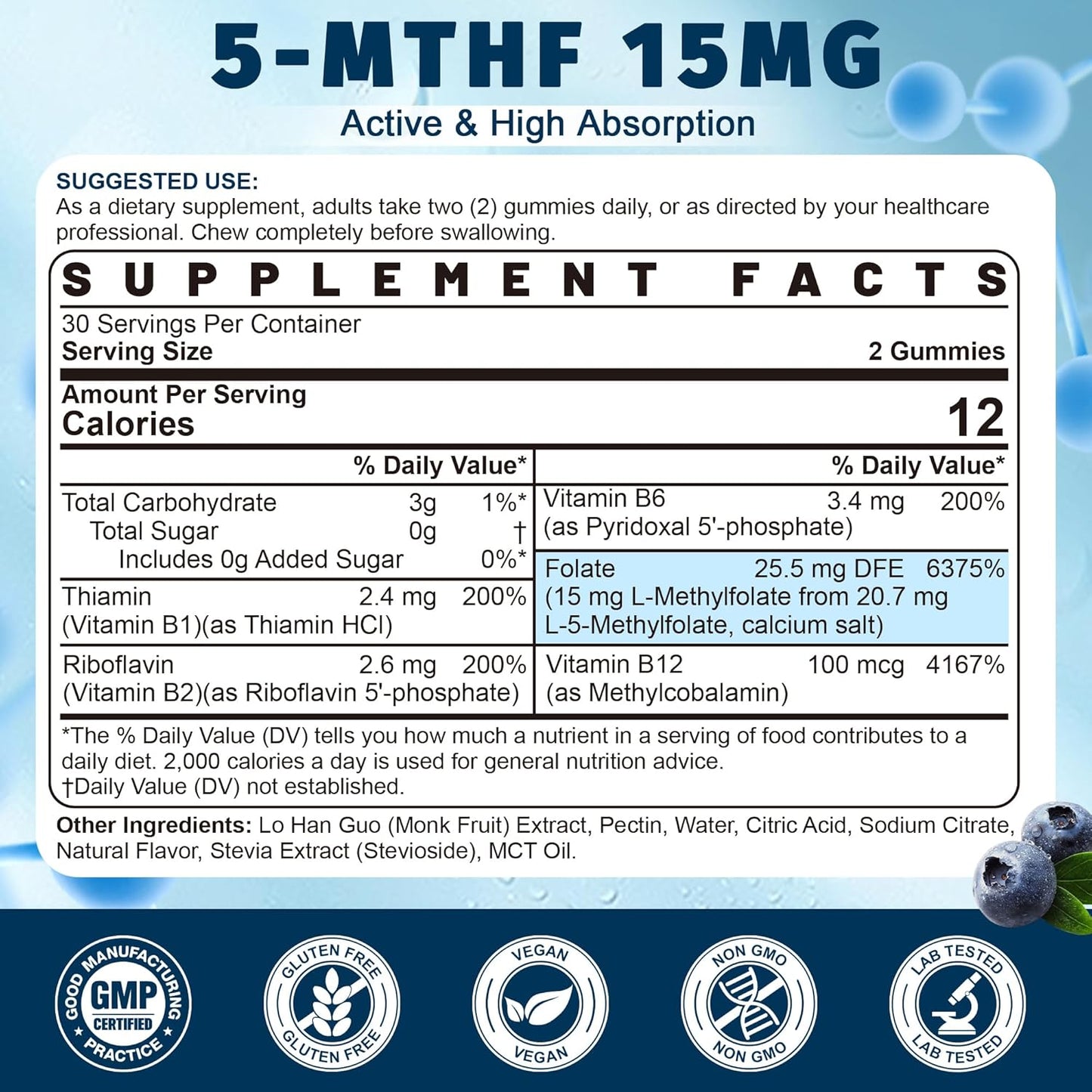 4 Pack of Nextdia Magnesium Glycinate + L-MethylFolate 15mg & Methyl B12 Gummies