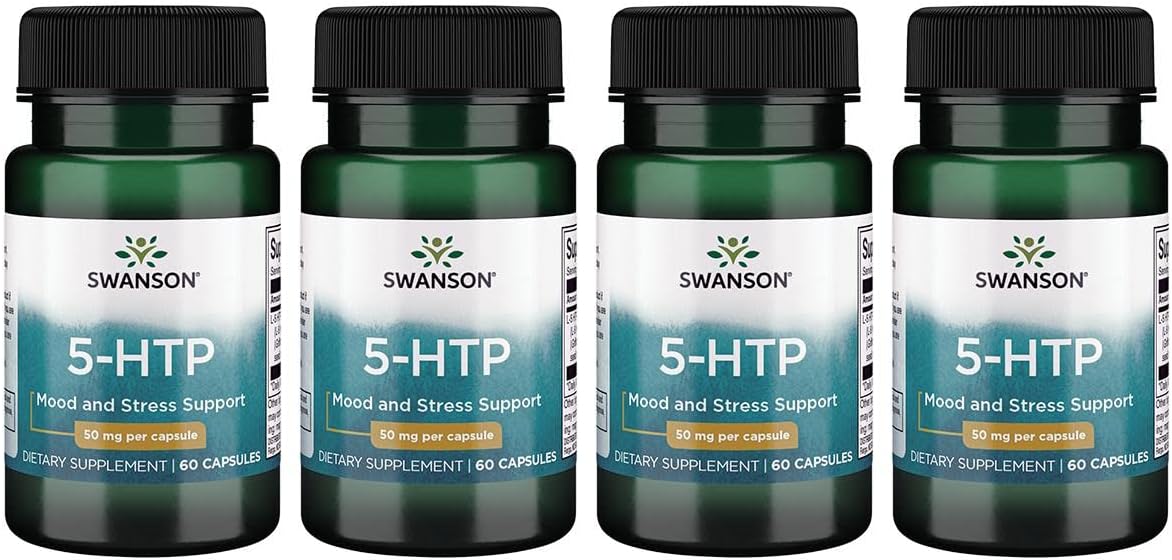 4 Pack of Swanson Premium Extra Strength Amino Acid 5-Htp 50mg 60 Capsules