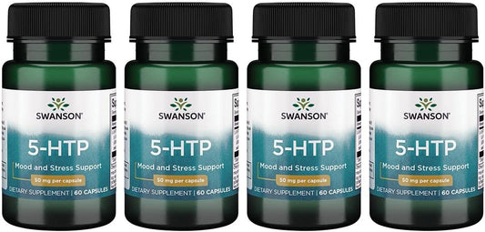 4 Pack of Swanson Premium Extra Strength Amino Acid 5-Htp 50mg 60 Capsules