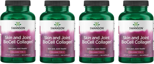 4 Pack of Swanson Skin and Joint BioCell Collagen Type II 500mg Capsules