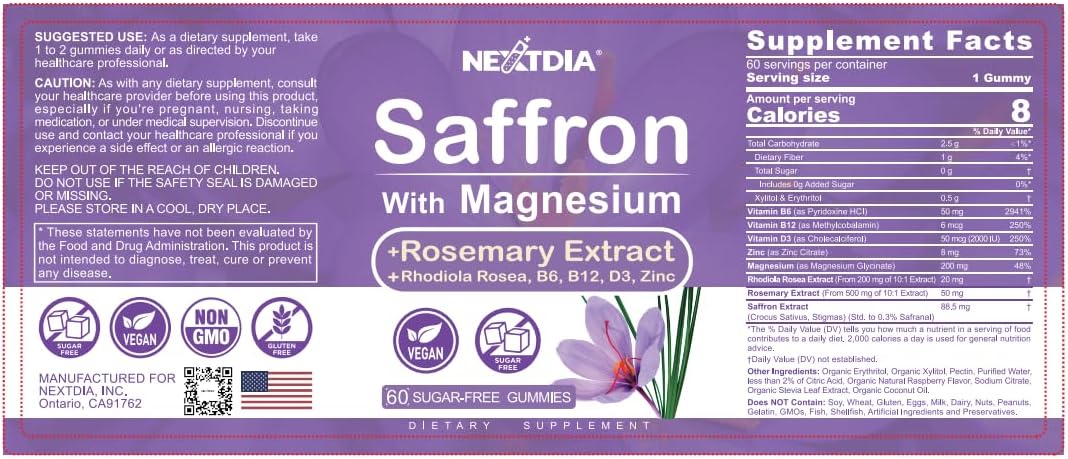 4 Pack Resveratrol and Saffron Magnesium Gummies for Enhanced Wellness