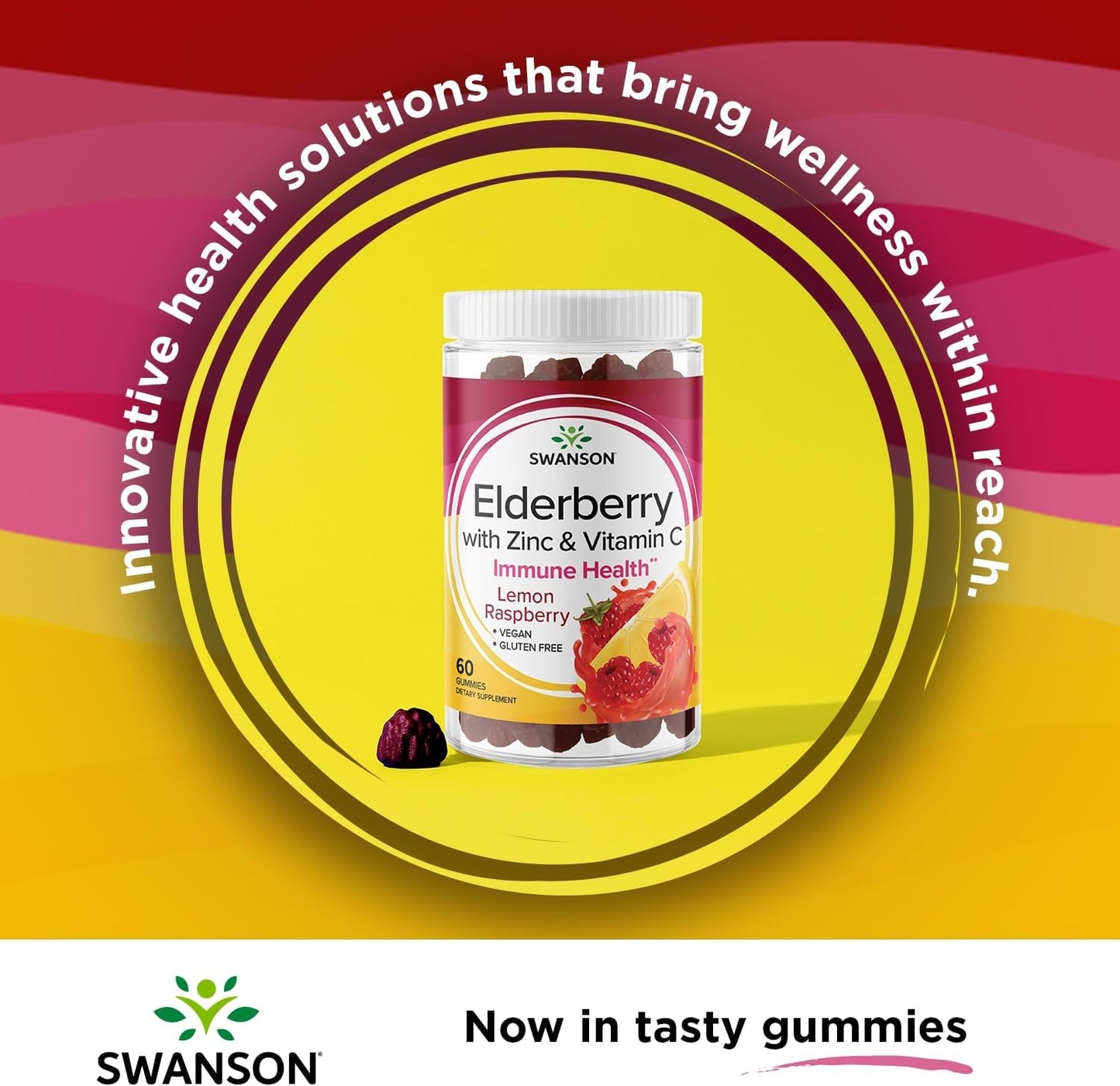 4 Pack Swanson Elderberry Gummies with Zinc and Vitamin C - 60 Gummies - Immune Support Supplement for Healthy Immune System