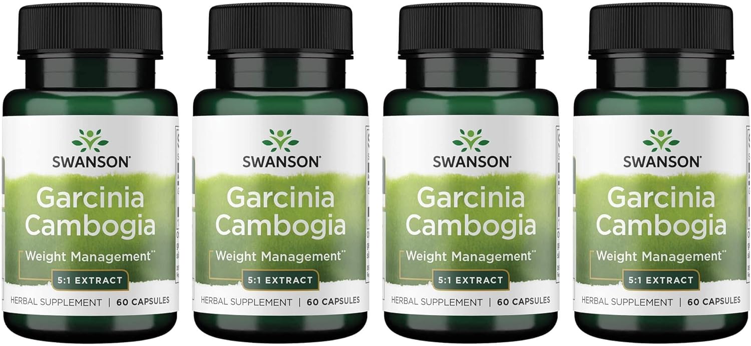 4 Pack Swanson Garcinia Cambogia 5:1 Extract 80mg 60 Capsules - Slimming Formula Supplement