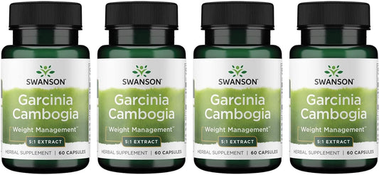 4 Pack Swanson Garcinia Cambogia 5:1 Extract 80mg 60 Capsules - Slimming Formula Supplement